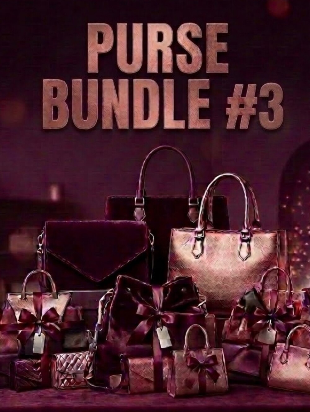 Women's Burgundy Purse Bundle - Set of Coordinated Handbags